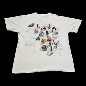 2007 Wild Cotton Emerald Village NC Gemstone Crystals Map White Shirt‎ Men's XL